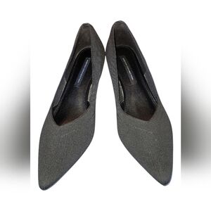 French Connection Women's Black Kitten Heels Stretch Knit Pointed Toes Heels 8